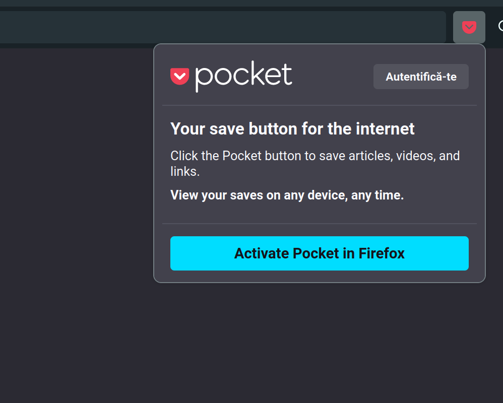 The Pocket integration in Mozilla Firefox